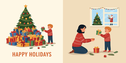 Festive Digital Celebration and Holiday Decorating Scene