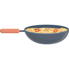 Pixel Art Wok With Noodles And Vegetables On Transparent Background