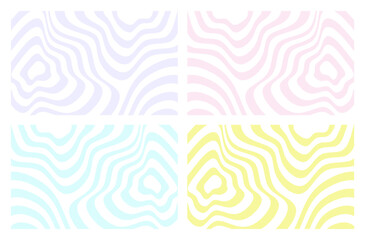 Set of wavy abstract pattern on soft pastel color for background