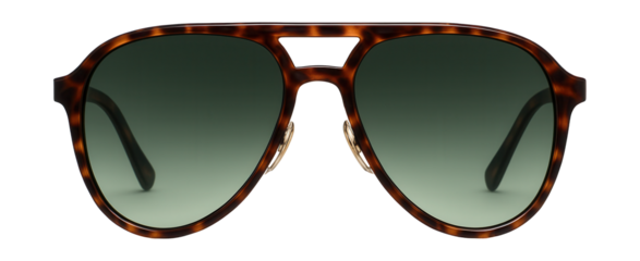 Tortoiseshell aviator shades with green gradient lenses.