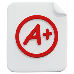 3D Grade A Plus Paper Icon