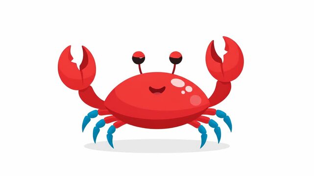 Cute red crab cartoon with funny claws, a vector illustration of a sea animal isolated on white