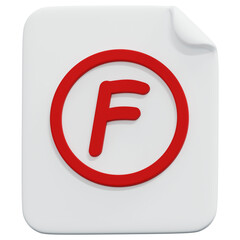 3D Grade F Paper Icon