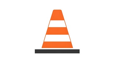 Orange and White Traffic Cone on White Background for Road Safety.