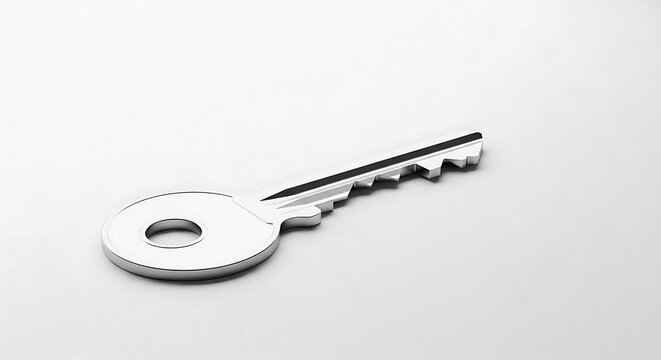 Unlock your dreams with a simple key to success, a symbol of opportunity and access on a clean white background, ideal for security concepts