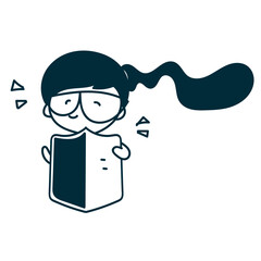 cute girl holding shield cartoon doodle