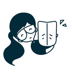 cute girl holding shield cartoon doodle