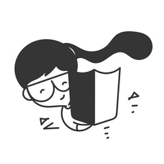 cute girl holding shield cartoon doodle