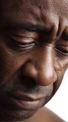 Obraz premium Close up portrait of a senior African man with a sad and thoughtful expression.