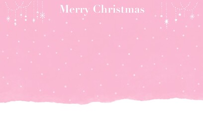 ピンク色背景のガーリーなクリスマスカードテンプレート