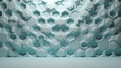 Abstract geometric background displaying hexagonal shapes with a futuristic three dimensional