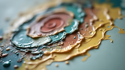 Abstract depiction showcases layers of color and texture resembling petals in unique design