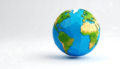 Fototapeta premium Low Poly Earth Globe Illustration with Global Concept, and Isolated on White Background.