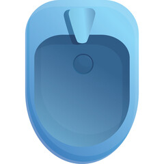A light blue toilet bowl illustration with a simple design and a transparent background in a top down view