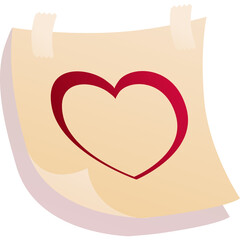 A Heart Drawn On A Piece Of Paper Taped To A Dark Background With A Transparent Overlay And Soft Shadows