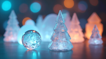 Delicate glass Christmas tree ornaments aglow with soft luminescence a modern twist on holiday