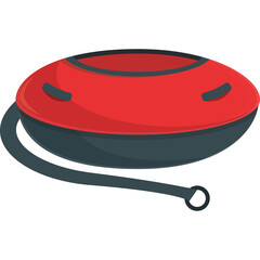 Red and Black Snow Tube With Tow Rope For Winter Recreation And Outdoor Activities Isolated On Transparent Background