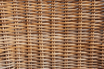 Wicker rattan texture on white background, closeup