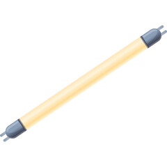 A Long Cylindrical Fluorescent Light Tube With Metal Connectors At Each End On A White Background Representing Illumination And Energy