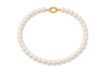 Fototapeta premium Pearl necklace with golden clasp on transparent background