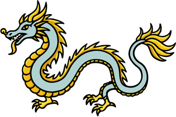 Fototapeta premium Chinese dragon vector illustration for tattoo or design, a symbol of the Asian Zodiac
