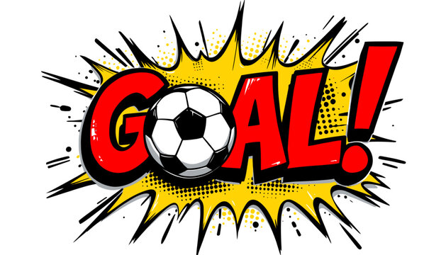 A vibrant vector illustration captures the excitement of a football goal, featuring a dynamic explosion effect with the word GOAL, perfect for sports-themed designs and celebrations.