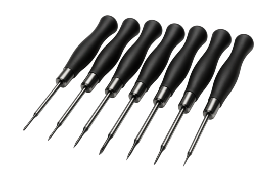Precision screwdriver set with ultra-fine tips for watch repairs.