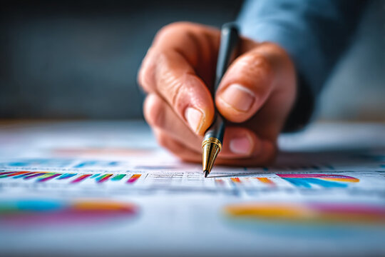 Businessman or an accountant team are analyzing data charts, graphs, and a dashboard on a laptop screen in order to prepare a statistical report and discuss financial data in office. Data analysis