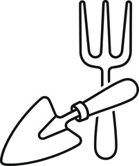 Gardening tools outline icons vector illustration for graphic design projects