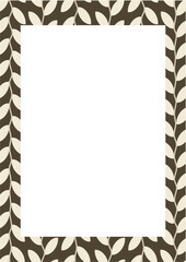 Minimalist Neutral Vine Frame Vector: Elegant Art Deco Style Repeating Leaf Border in Brown and Beige for Stationery and Documents