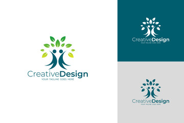 People logo and tree design combination, nature logos