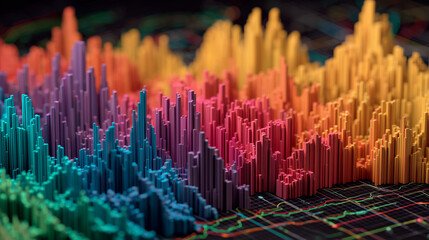 Obraz premium Big Data Analytics Visualization - Colorful Digital Insights Dashboard