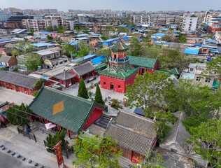 Fototapeta premium Aerial photography of Yanqing Temple in Kaifeng City, Henan Province
