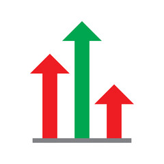 red and green 3d arrows showing business growth and progress