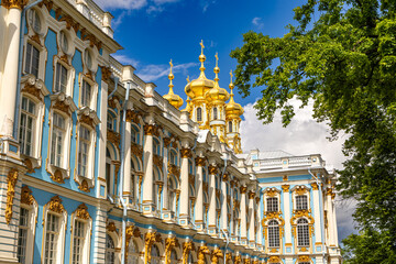 Catherine Palace, Museum Tsarskoye Selo, Catherine Park, Baroque 18th-century palace with large...