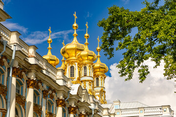 Catherine Palace, Museum Tsarskoye Selo, Catherine Park, Baroque 18th-century palace with large...