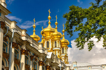 Catherine Palace, Museum Tsarskoye Selo, Catherine Park, Baroque 18th-century palace with large...