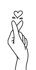 Korean finger hand heart  line art vector illustration - hand drawn couple romantic love icon symbol