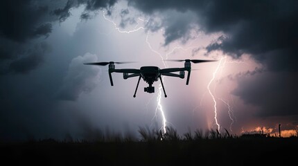 Fototapeta premium Drone Attraction Under Intense Dramatic Weather with Stormy Skies and High Tension