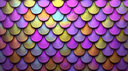 Colorful textured pattern resembling iridescent fish or dragon scales in vivid pink, gold, and purple hues.