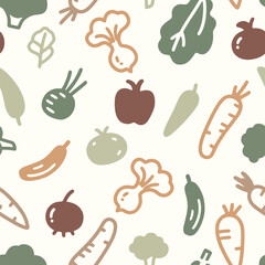 Organic Vegetable Seamless Pattern for Organic Packaging Design 