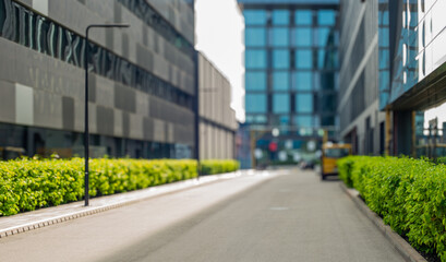 Blurred modern street without people for banner background