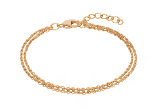 Gold double chain bracelet with lobster clasp