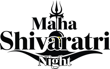Maha Shivaratri Night Shiva Lingam and Trishul Vector Design .