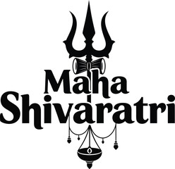 Maha Shivaratri Festival Emblem with Trishul and Decorative Elements .
