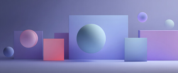 Purple Geometric Shapes Composition