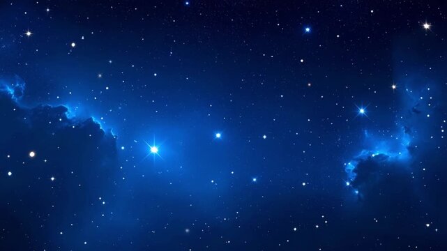 Dark night sky view with stars and constellations glowing.