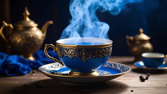 cup of blue tea ( butterfly pea flower tea)