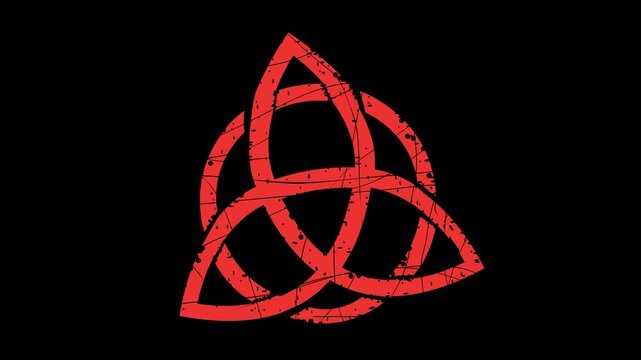 video animation red rubber stamp triquette symbol, on a transparent background with alpha channel set to zero