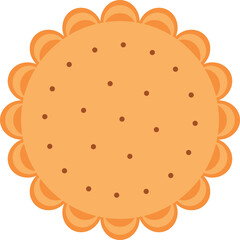 Round Golden Brown Cookie With Dark Brown Speckles And Scalloped Edges Isolated On A Transparent Background